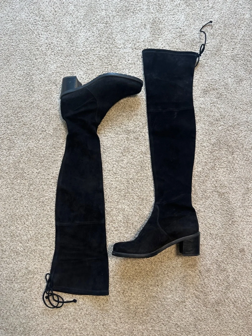Stuart Weitzman Black Suede Midland Over The Knee Boots‎